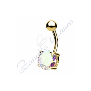 Piercing ombelico cristallo boreale1.6/8/5 mm 10 in acciaio 316L dorato