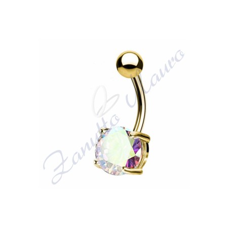 Piercing ombelico cristallo boreale1.6/8/5 mm 10 in acciaio 316L dorato