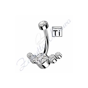 Piercing ombelico con cristalli 1.6/15/6/4 mm 12 in titanio