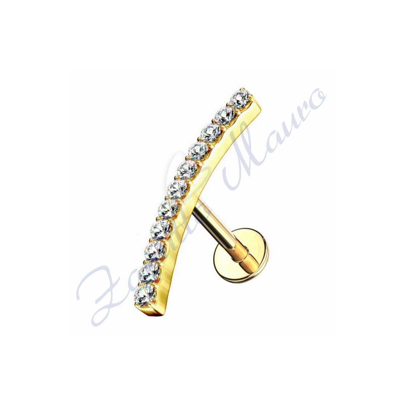 Piercing labret vrgola mm 13,5 in acciao 316L dorato