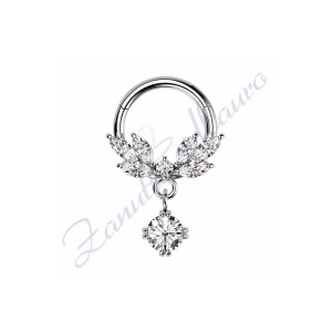 Piercing cerchio in acciao 316L con cristalli