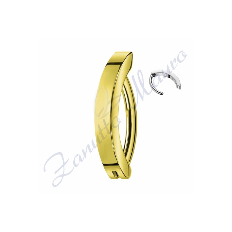 Piercing banana a cerchio  mm 1,6x10 in acciaio 316L dorato