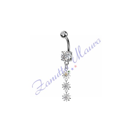 Piercing ombelico fiore bianco 1.6x10x8x5 mm 10 in acciaio 316L