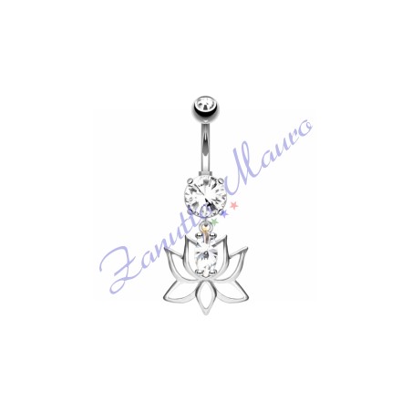 Piercing ombelico fiore bianco 1.6x10x5 mm 10 in acciaio 316L