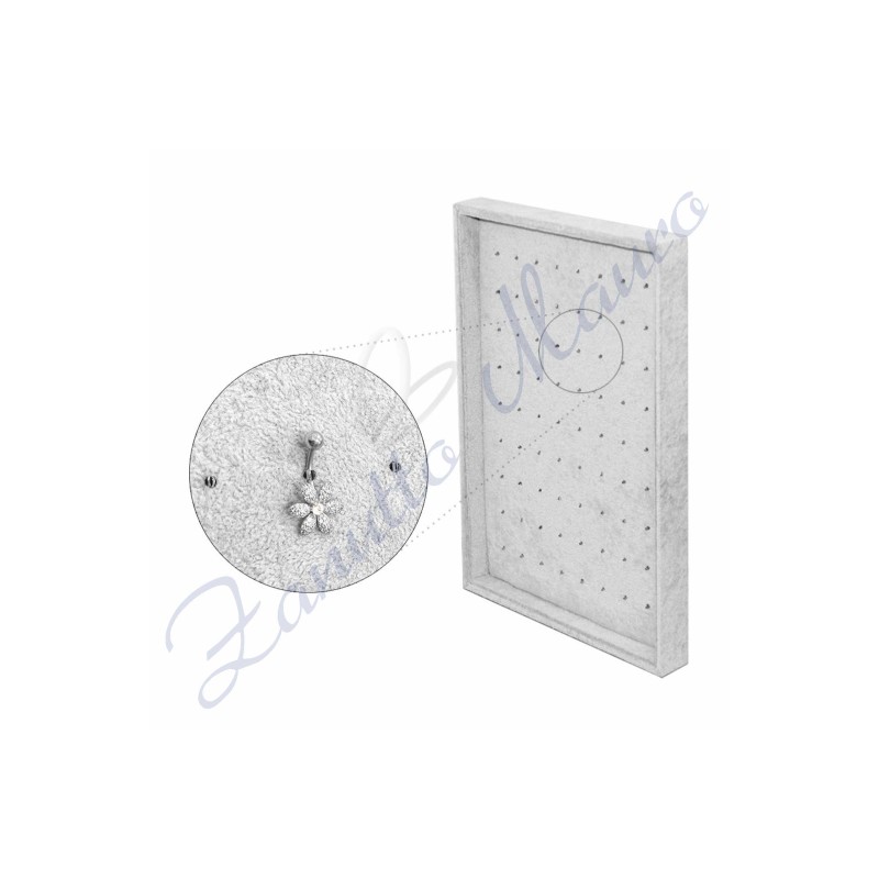 Espositore per piercing 72 posti legno e velluto grigio cm 24,5 x 35,5