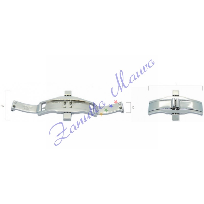 Chiusura deployant con pulsanti in acciaio AF005G attacco mm 7