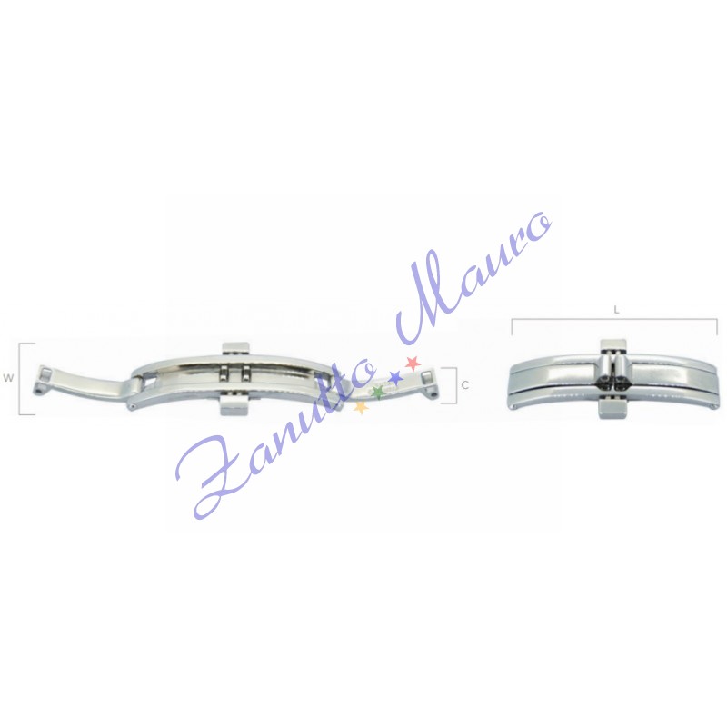 Chiusura deployant con pulsanti in acciaio AF007B attacco mm 6