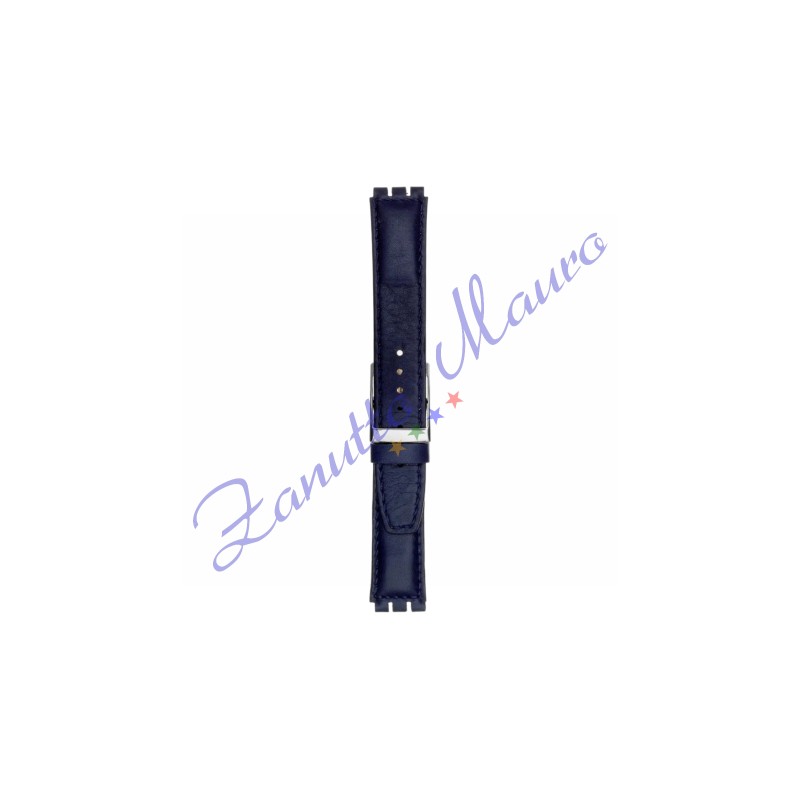 Cinturino 245I in pelle imbottito per Swatch 17x19 colore blu scuro