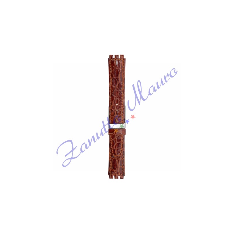 Cinturino 245M in pelle stampata per Swatch 17x19 colore marrone gold