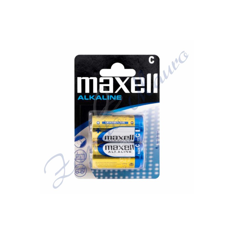 Batteria tipo C mezza torcia alkaline Maxell. Blister da 2 pezzi. - CM