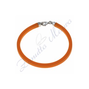 Bracciale in argento e gomma colore arancione cm 19