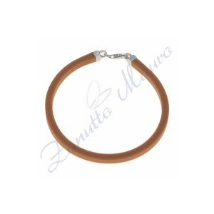 Bracciale in argento e gomma colore nocciola cm 20