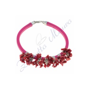 Bracciale in argento e gomma colore viola cm 20