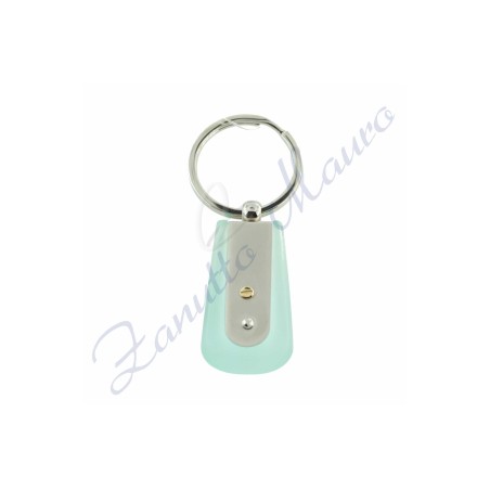 Portachiavi acciaio plexi barretta con inserto in oro 750/1000 vite