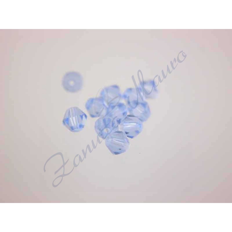 Pietre sintetiche bicono sfaccettate mm 4 colore acquamarina. 20 pz