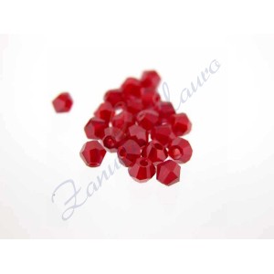 Pietre sintetiche bicono sfaccettate mm 4 Colore Rubino. 20 pz