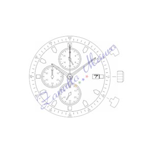 Movimento Miyota FS10 crono data al 3 quarzo pusher convergenti