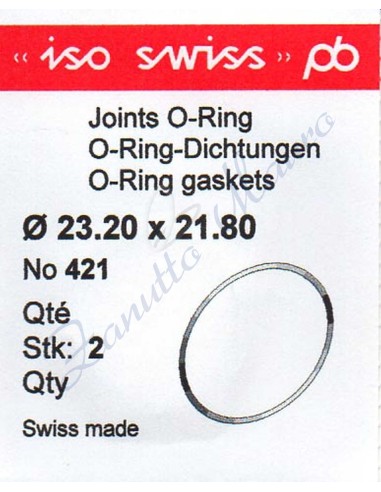 O-Ring Quartz ISO421 busta 2 pz Diam.int. 21.80 sezione 0.70