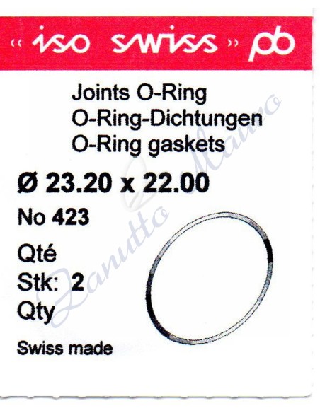 O-Ring Quartz ISO423 busta 2 pz Diam.int. 22.00 sezione 0,60