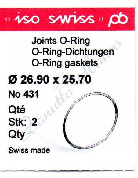 O-Ring Quartz ISO431 busta 2 pz Diam.int. 25.70 sezione 0,60
