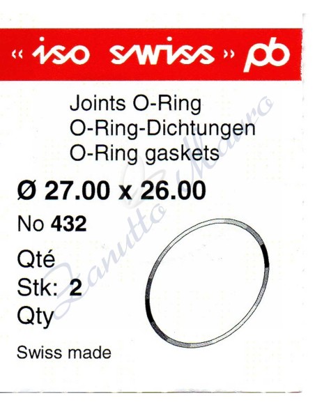 O-Ring Quartz ISO432 busta 2 pz Diam.int. 26.00 sezione 0,50