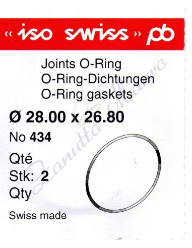 O-Ring Quartz ISO434 busta 2 pz Diam.int. 26.80 sezione 0,60