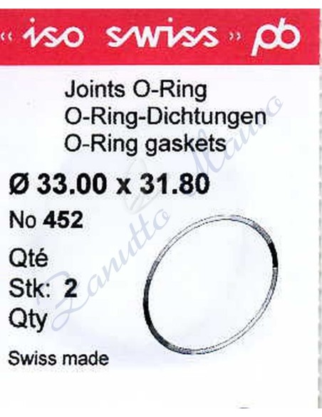 O-Ring Quartz ISO452 busta 2 pz Diam.int. 31.80 sezione 0,60
