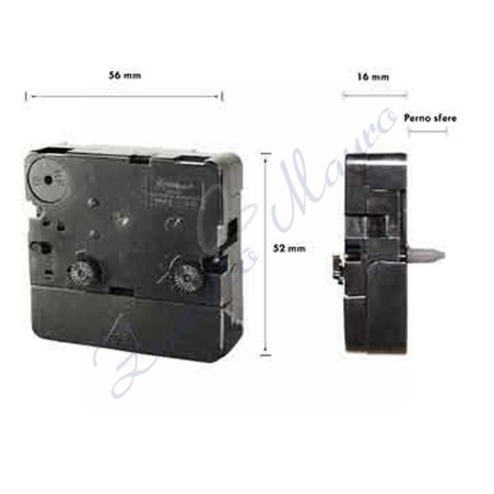 Movimento quadrato con suoneria p/corto completo di 4 lancette 56x52