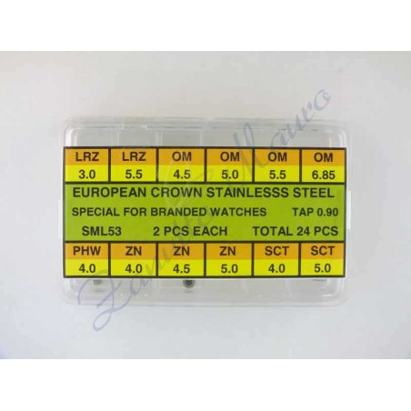 Assortimento 24 corone acciaio tipo Philip Watch,Zenith,Sector e Omega