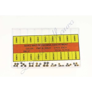 Assortimento 72 corone Seiko acciaio 36 cromate + 36 dorate
