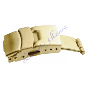 Chiusura in acciaio dorato con sicura e 2 pulsanti ansa mm 20