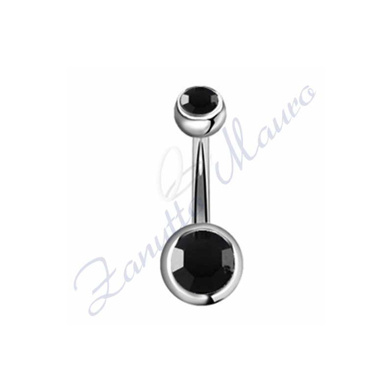 Piercing banana 1,6/10 acciaio 316L 5/8 strass nero