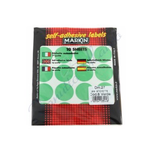 Etichette adesive Markin 8 diam mm 27 colore verde busta da 200 pz