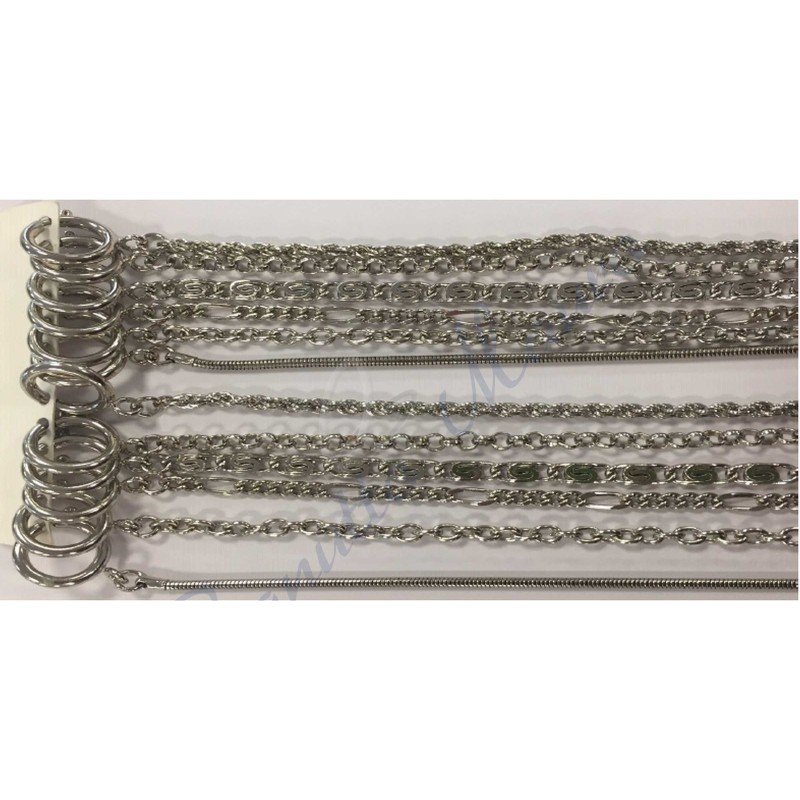 Assortimento 12 catene cromate per orologi da tasca lunghezza cm 36