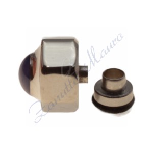 Corona acciaio per Cartier diametro mm 4,75 passo 0,90 cabochon blu