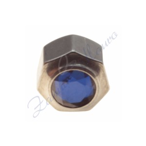 Corona acciaio per Cartier diametro mm 4,75 passo 0,90 con pietra blu