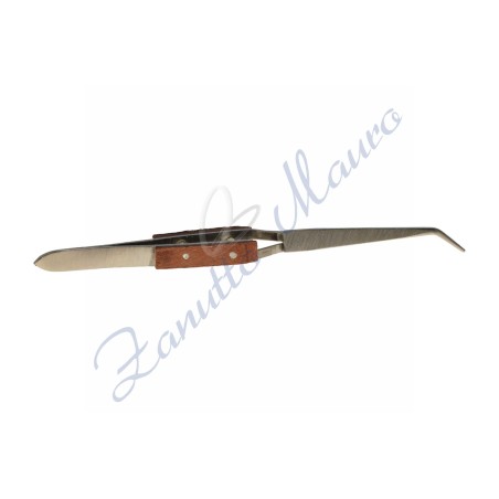 Pinzetta per saldatura a punta curva. Lunghezza mm 165.