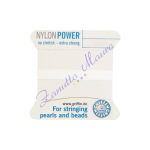 Filo Griffin NylonPower bianco misura 14 (1,02 mm) con 1 ago 2 metri