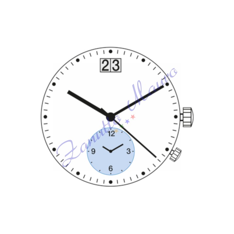 Movimento Ronda al quarzo 6203B big date al 12 e dual time al 6