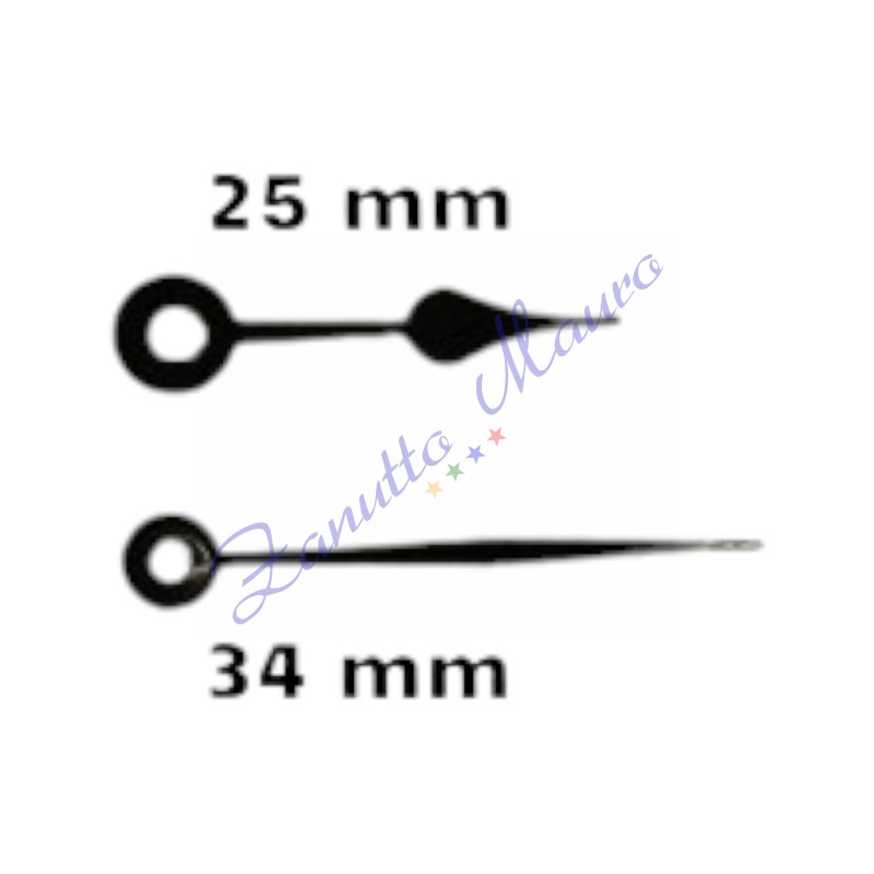 Coppia lancette in alluminio 8910 nere per movimenti sveglia TMP
