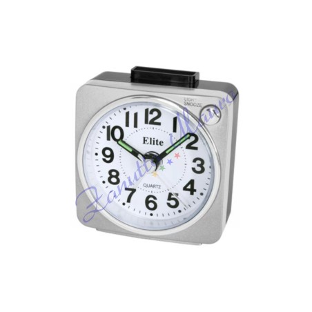 Sveglia Elite RS-7130 colore grigio chiaro cm 6x6 con luce led. Silent