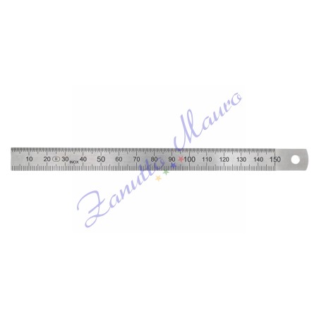 Righello in metallo, acciaio inox, 2 scale, 150 mm