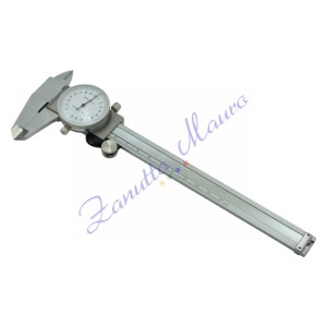 Calibro a quadrante in acciaio cm 15 divisione 0,02 con cremagliera