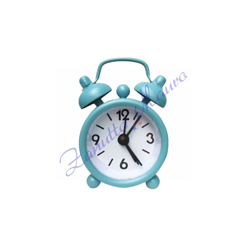 Sveglietta da viaggio con campanelli cm 6,30x4,30 colore azzurro