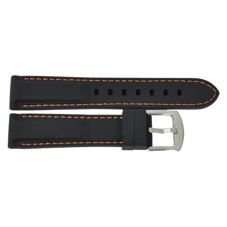 Cinturino JD003 in silicone ansa mm 22 colore nero e cuciture arancione