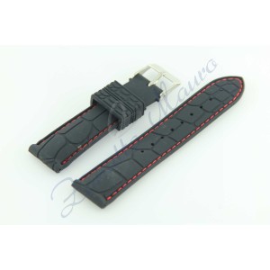 Cinturino silicone stampa cocco QJ0544 n ero cucitura rossa ansa 20