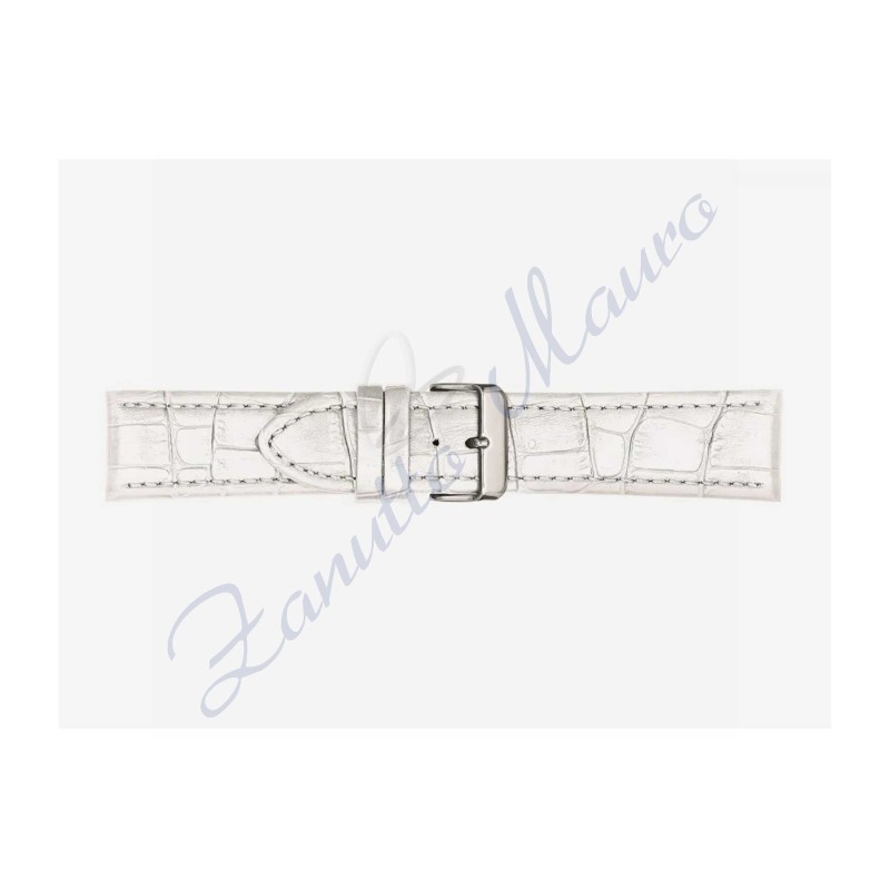 Cinturino 643 in pelle lucido stampa cocco bianco ansa mm 30