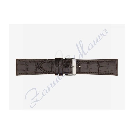 Cinturino 643 in pelle lucido stampa cocco testa di moro ansa mm 24