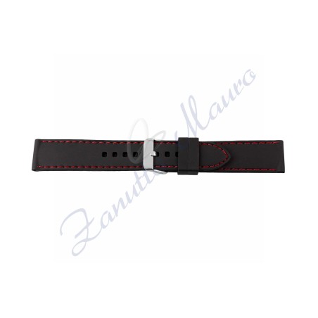 Cinturino 394 in silicone ansa mm 22 con cuciture rosse