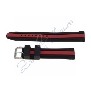 Cinturino JD048 in silicone ansa mm 20 colore nero con banda rossa